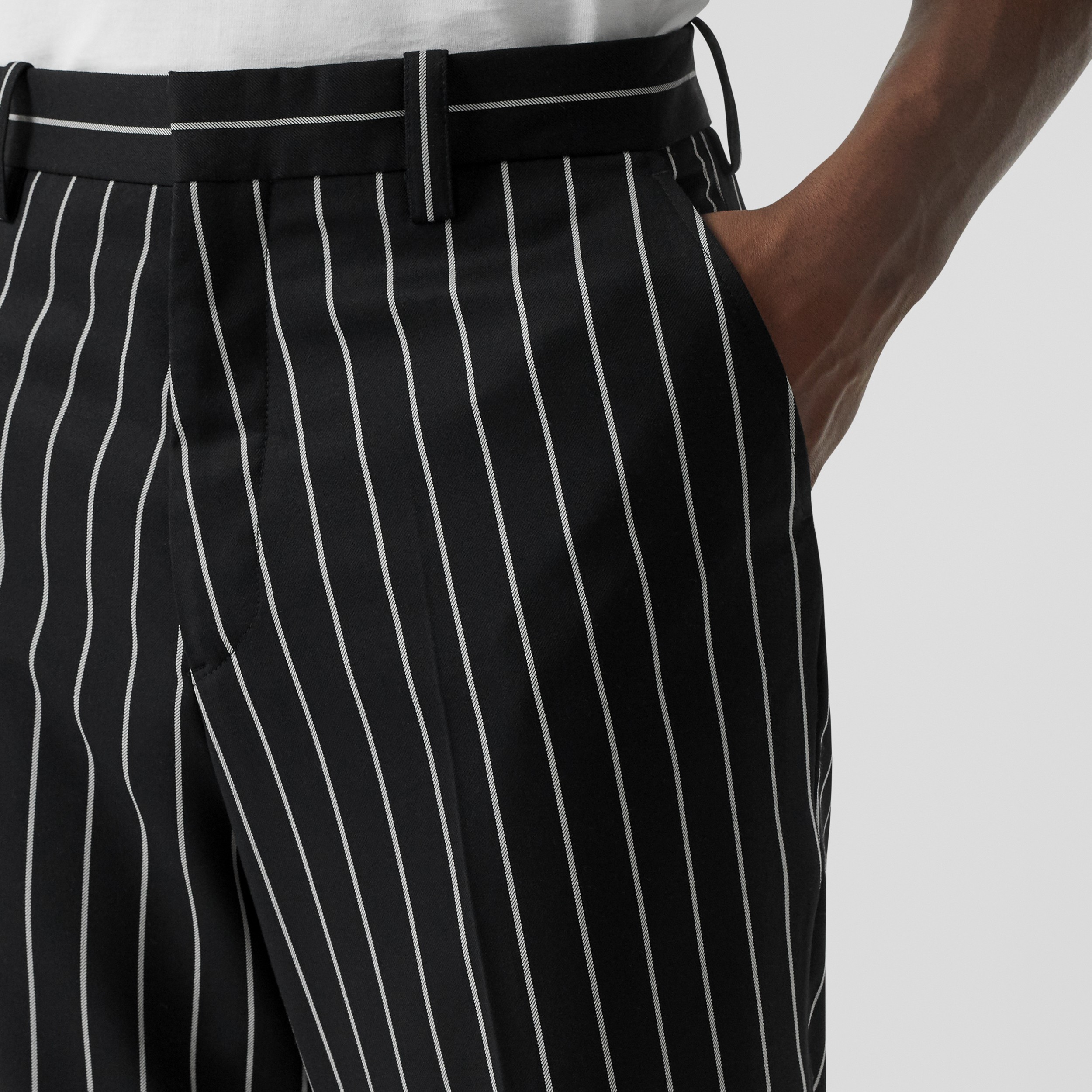 Pinstriped Stretch Wool Wide-leg Tailored Trousers in Black - Men ...