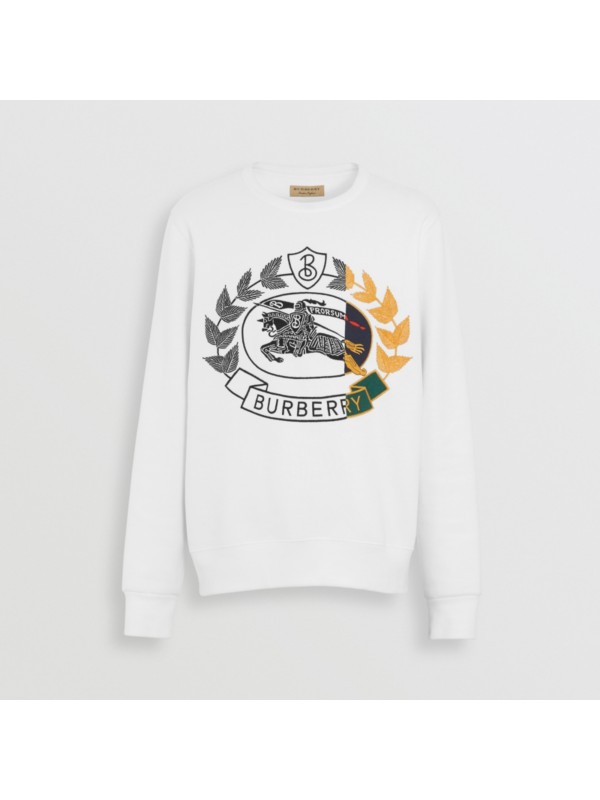 Embroidered Crest Jersey Sweatshirt in White | Burberry United States