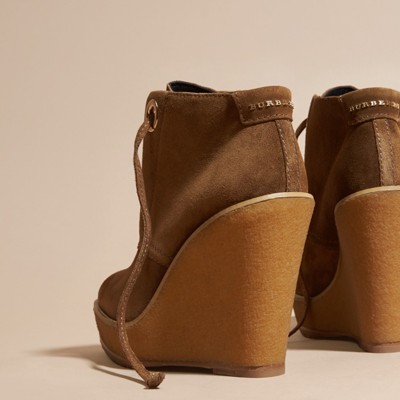 burberry suede wedge ankle boots