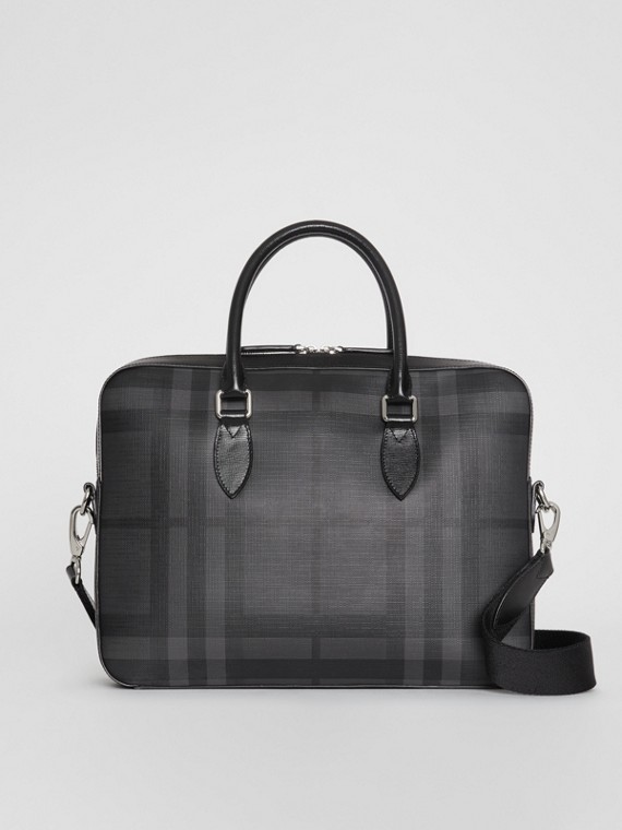 Men S Bags Duffle Briefcases Tote More Burberry The Slim Barrow In London Check Charcoal Black