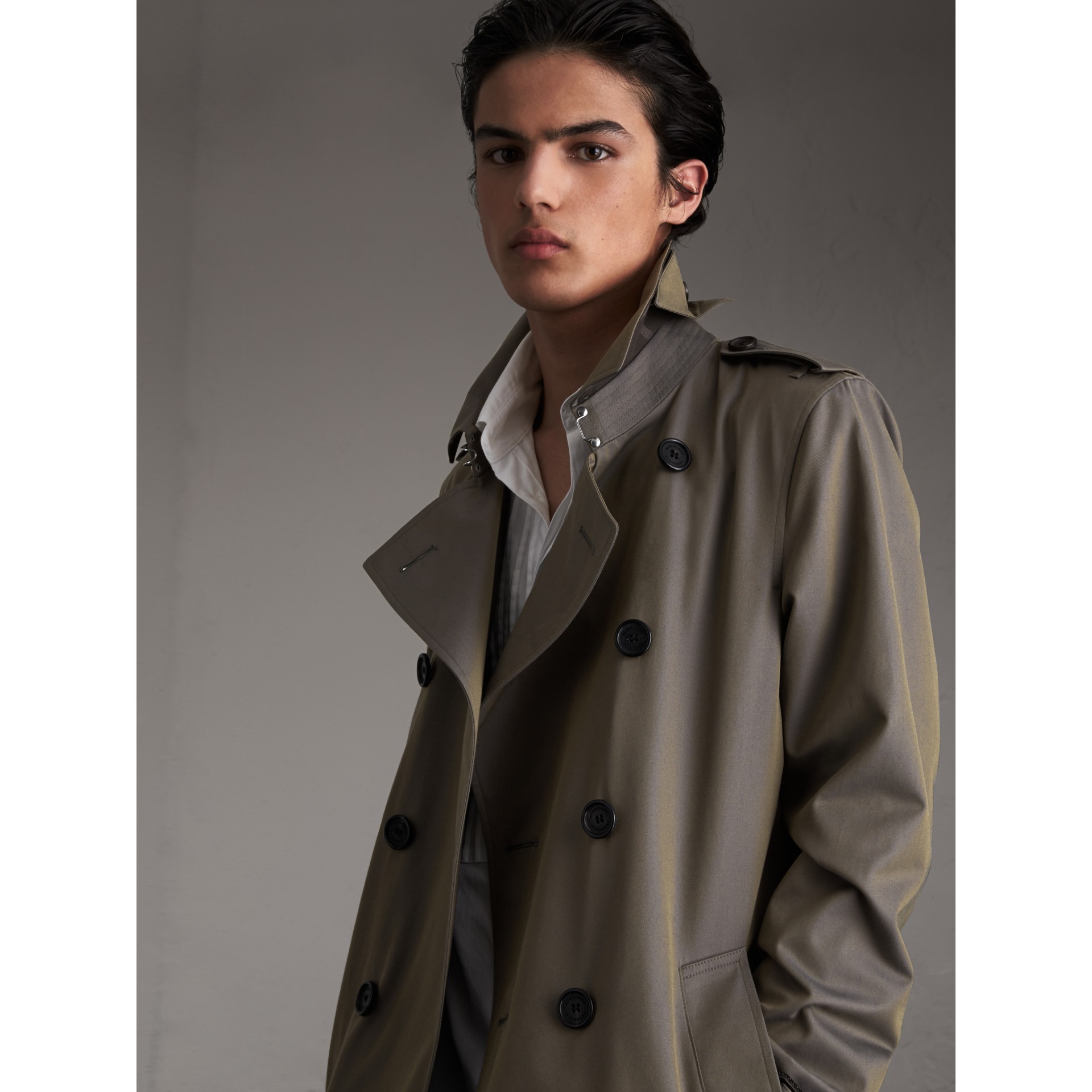 Cotton Gabardine Trench Coat in Storm Blue - Men | Burberry United States