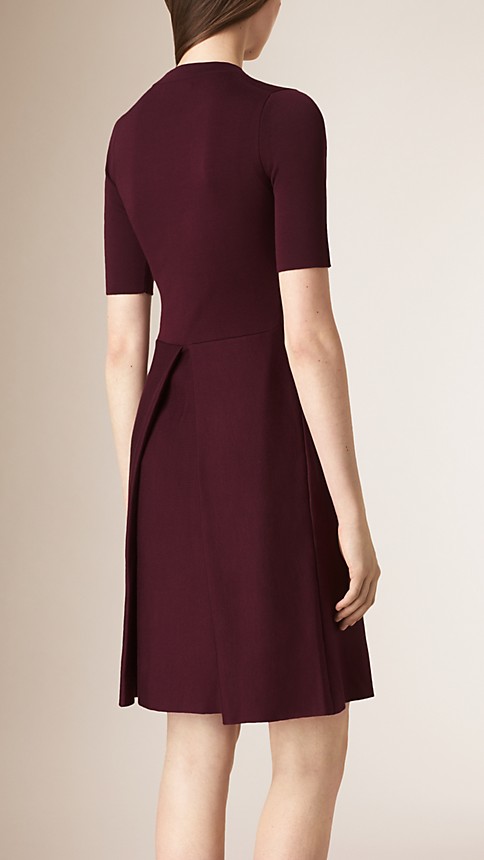 Deep burgundy Knitted Silk Wool Dress - Image 2