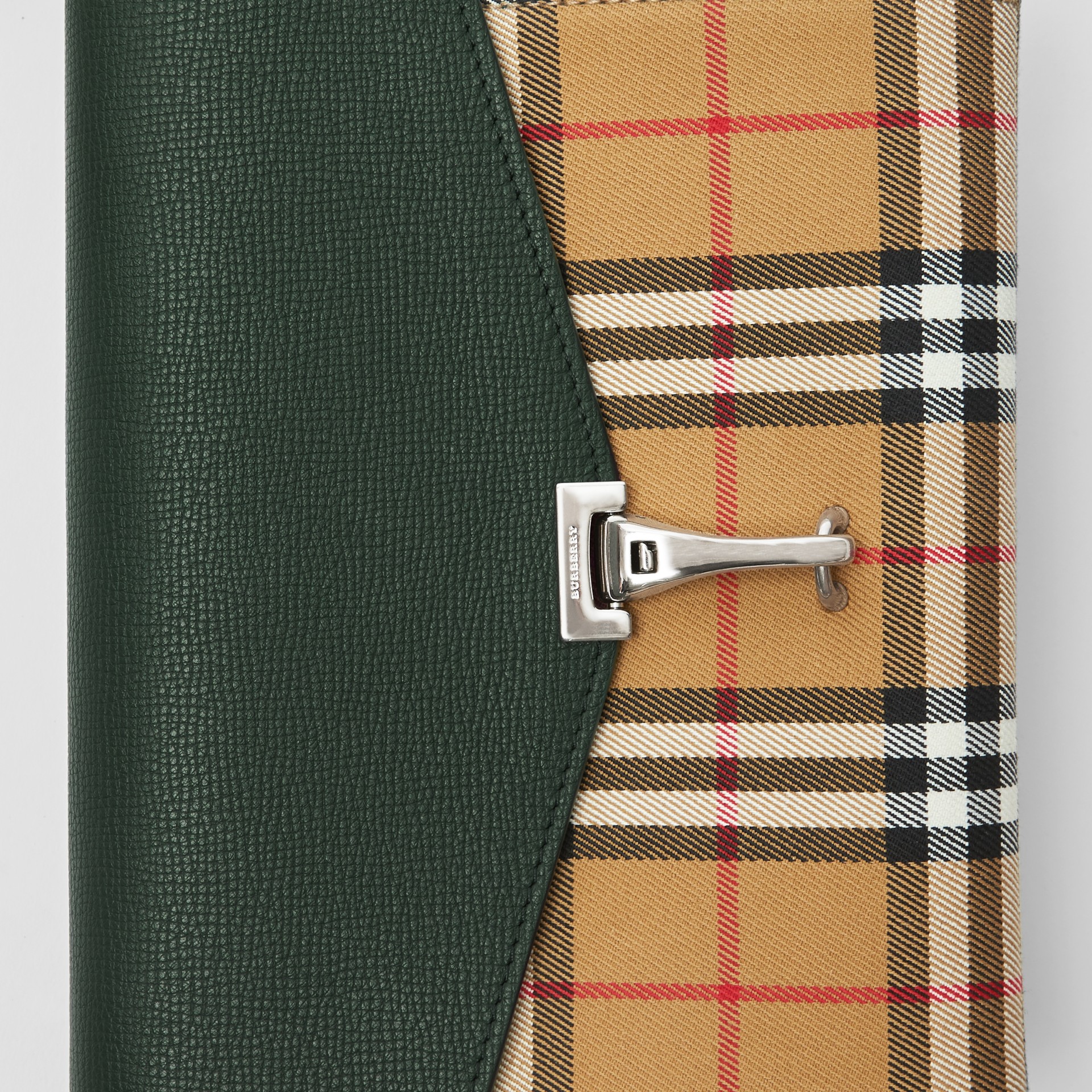 Small Vintage Check and Leather Crossbody Bag in Green Women