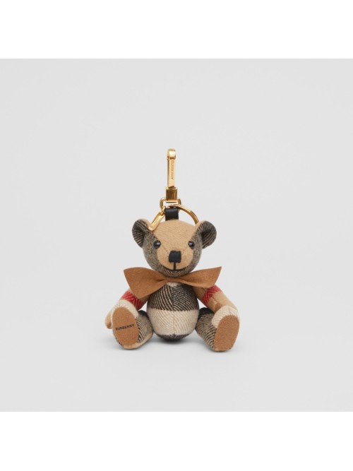 Shop Burberry Thomas Bear Charm With Bow Tie In Archive Beige
