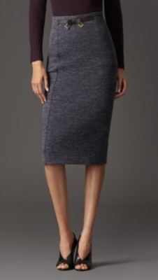 Wool Blend Pencil Skirt in Navy - Women | Burberry United States