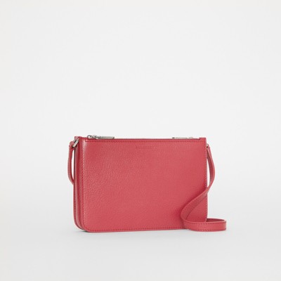 triple zip grainy leather crossbody bag