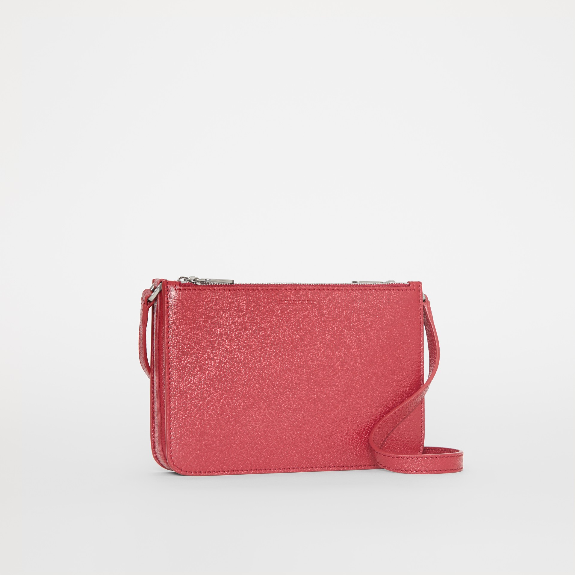 Triple Zip Grainy Leather Crossbody Bag in Crimson Women Burberry