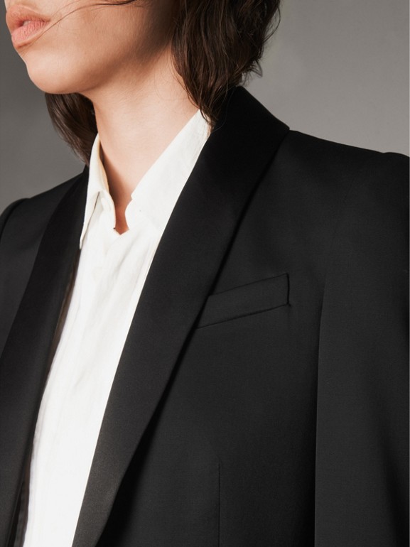 Stretch Wool Tuxedo Jacket in Black - Women | Burberry United Kingdom