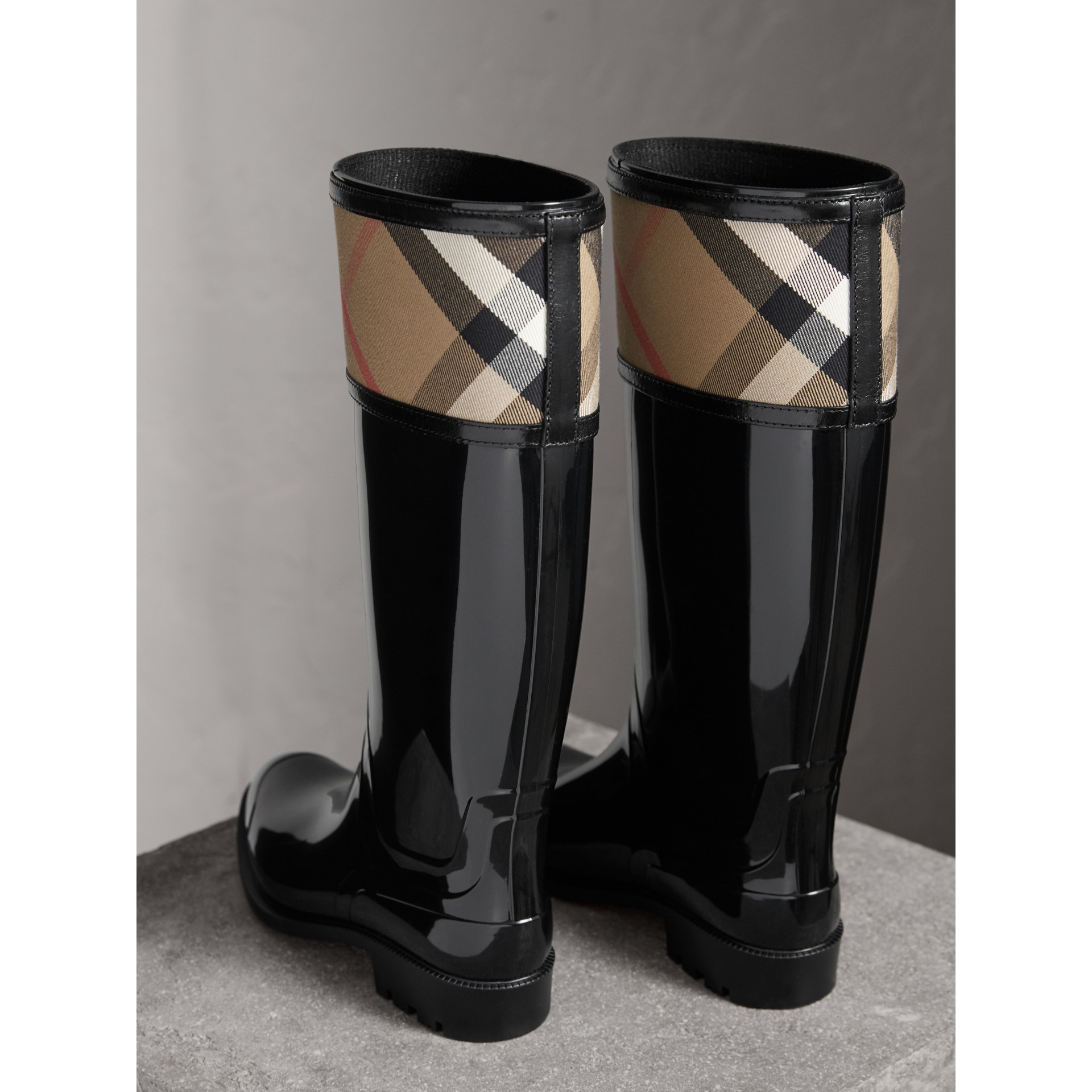 House Check Rain Boots in Black - Women | Burberry United States