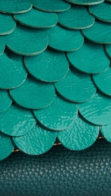 aqua green the petal in leather with patent embellishment