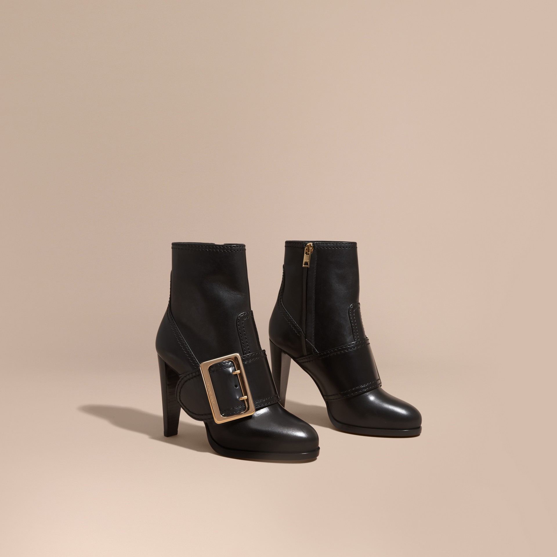 Buckle Detail Leather Platform Boots | Burberry