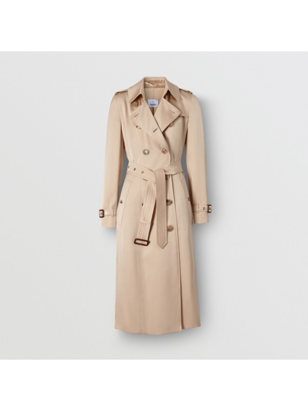 Silk Satin Trench Coat in Pale Blush - Women | Burberry United States