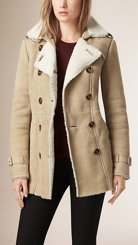 Double-Breasted Shearling Coat | Burberry
