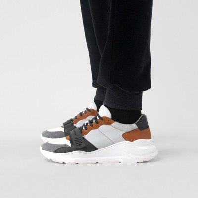 burberry suede neoprene and leather sneakers