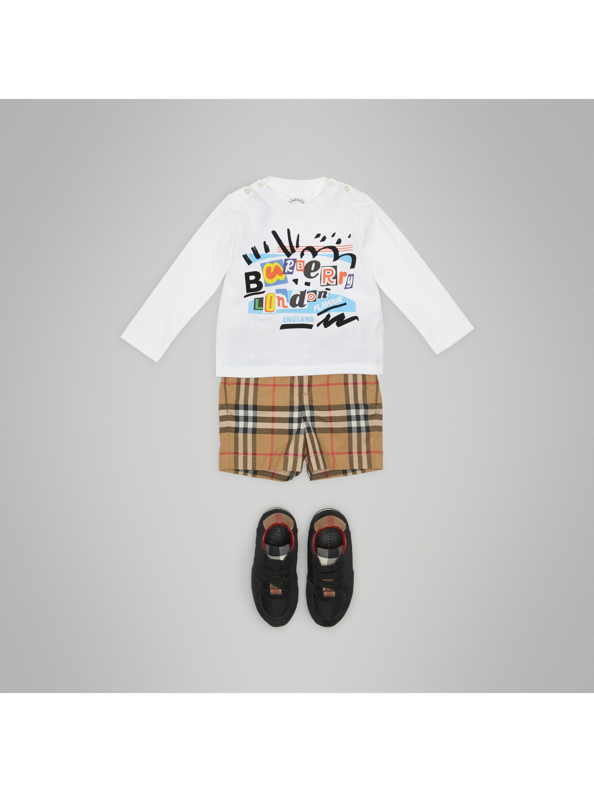 vintage 格纹棉质短裤 (古典黄色) - 童装 | burberry 博柏利