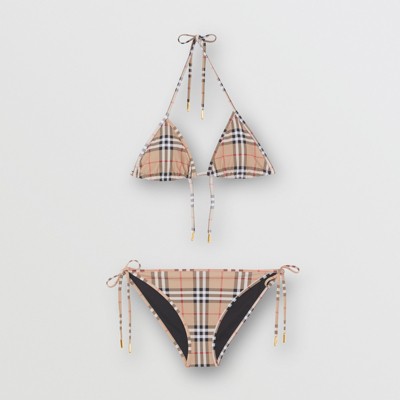 버버리 비키니 수영복 Burberry Vintage Check Triangle Bikini,Archive Beige