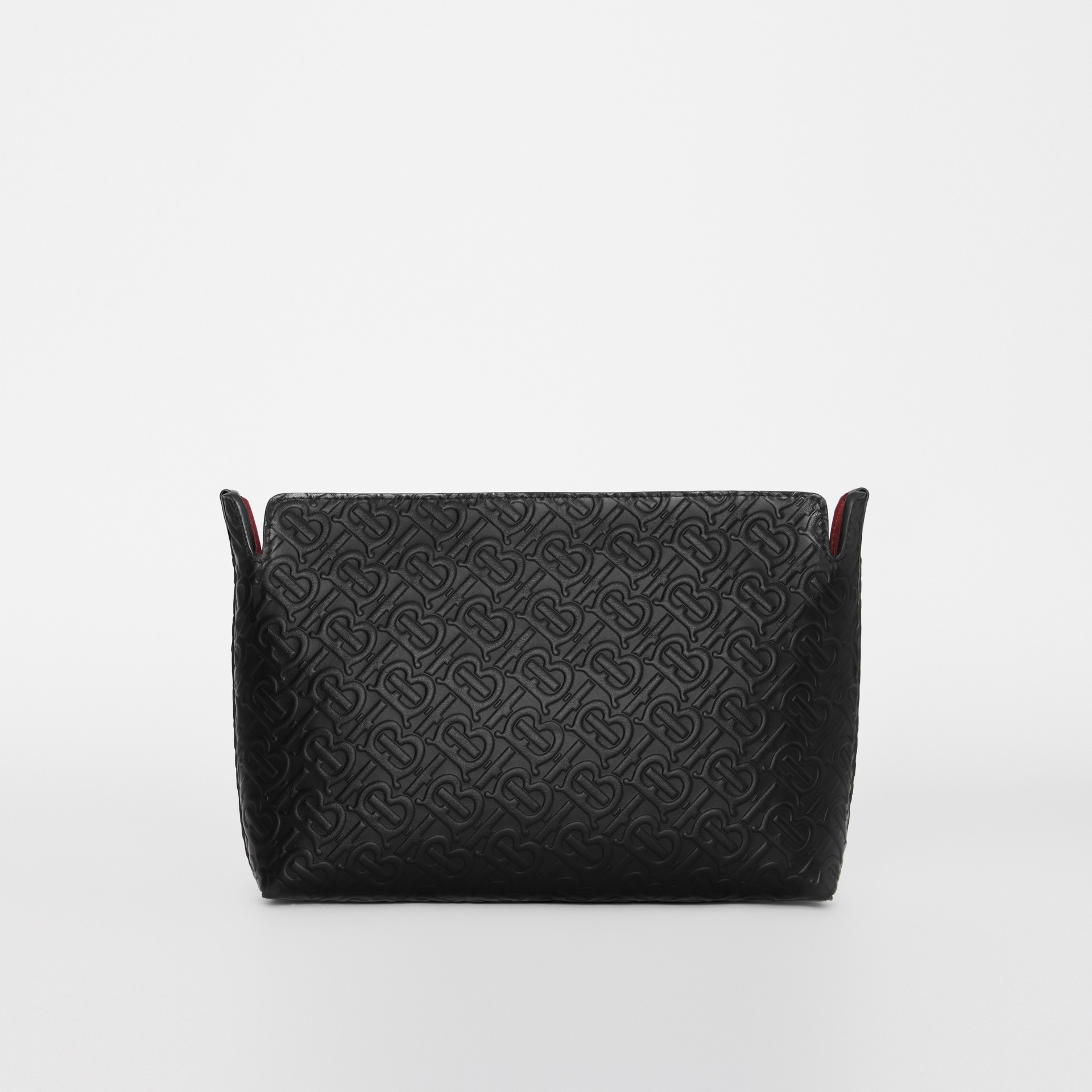 Medium Monogram Leather Clutch in Black Women Burberry United States