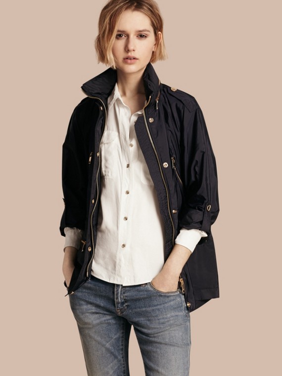 Women S Jackets Leather Bikers Er Burberry Showerproof Parka Jacket With Packaway Hood Military Navy