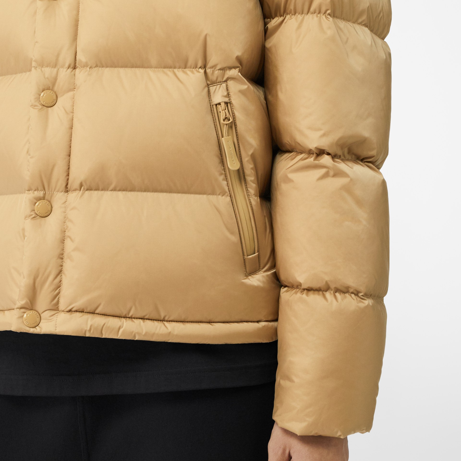 Detachable Sleeve Hooded Puffer Jacket in Honey Men Burberry Canada