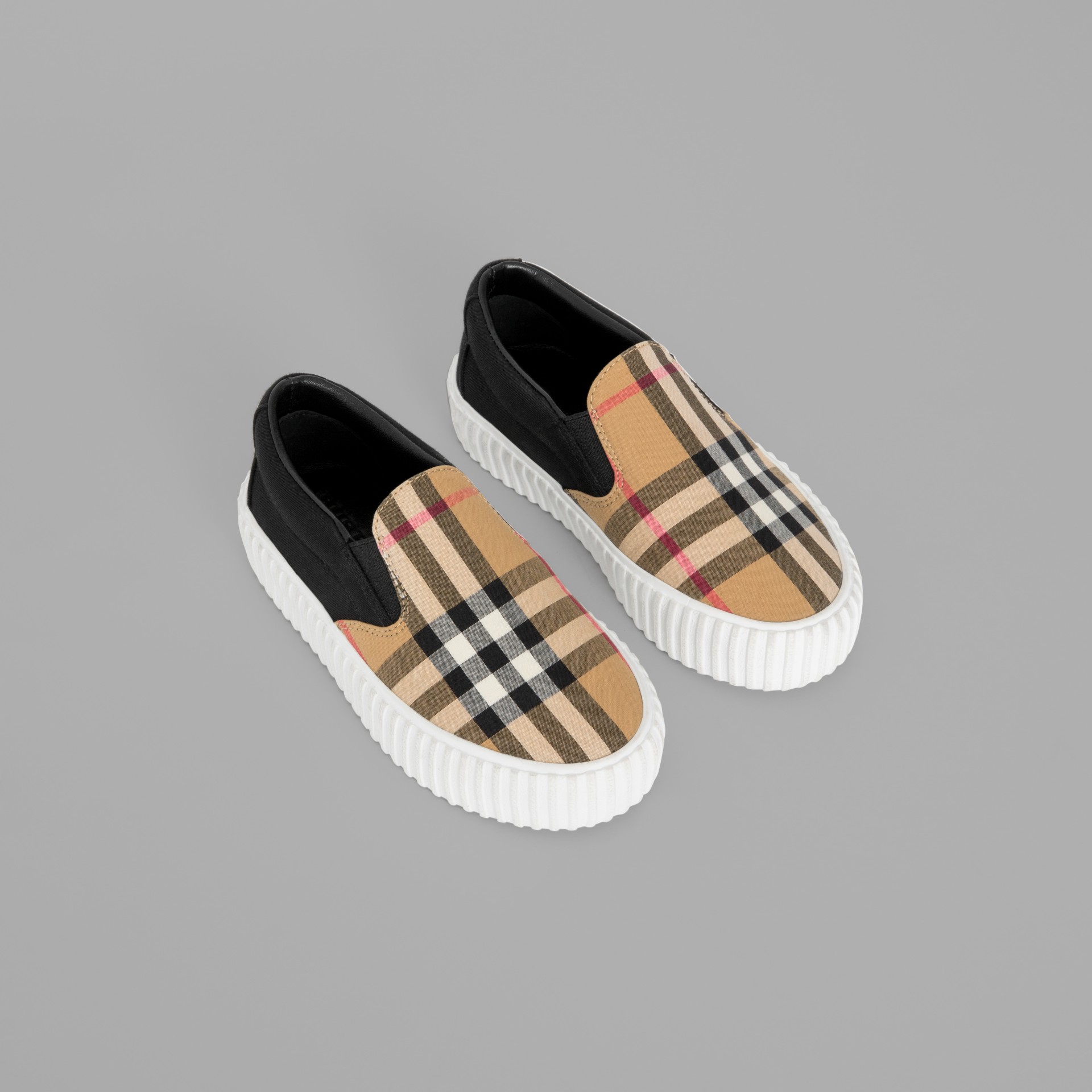 Vintage Check Detail Slip-on Sneakers in Black/antique Yellow ...