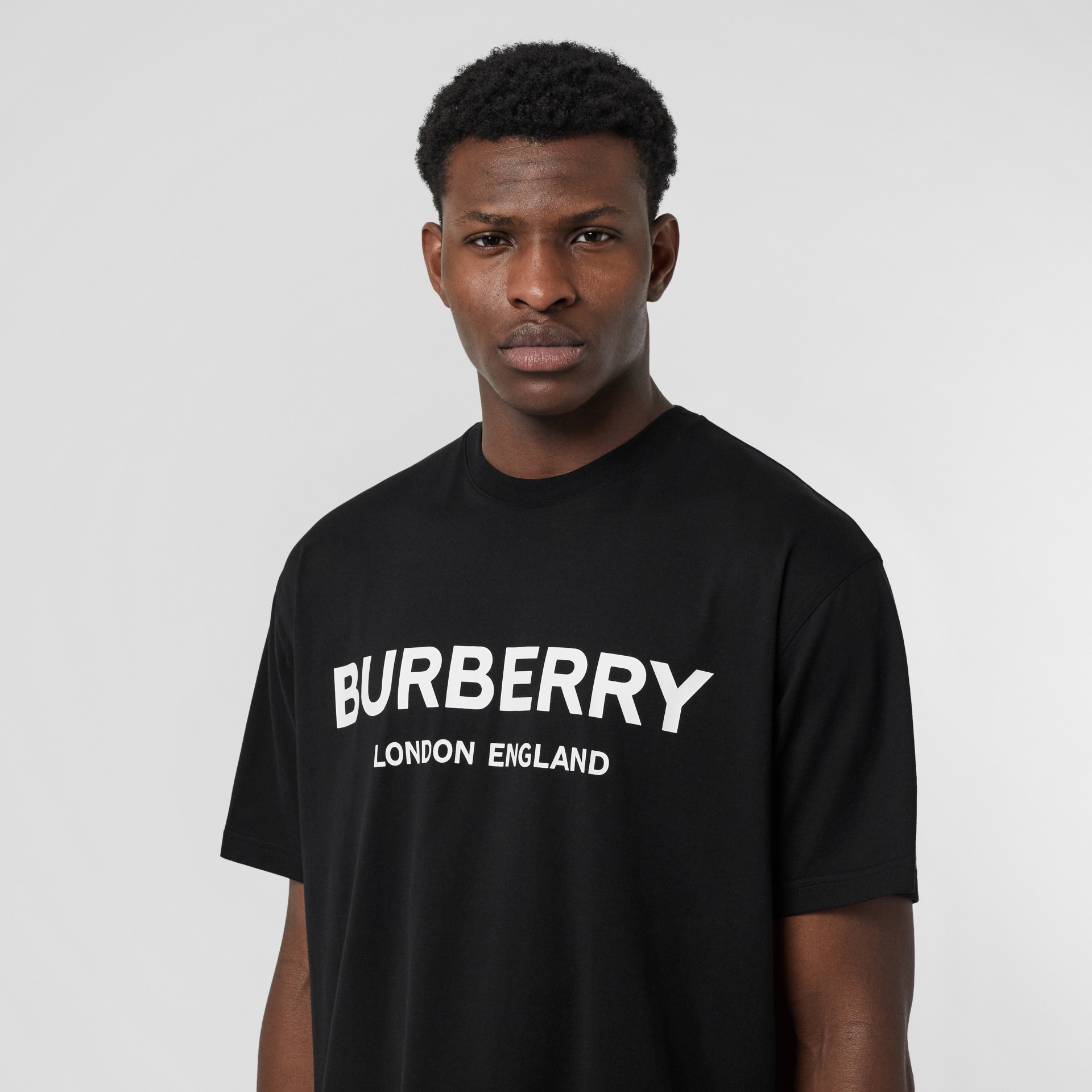 Logo Print Cotton T Shirt In Black Men Burberry Singapore 