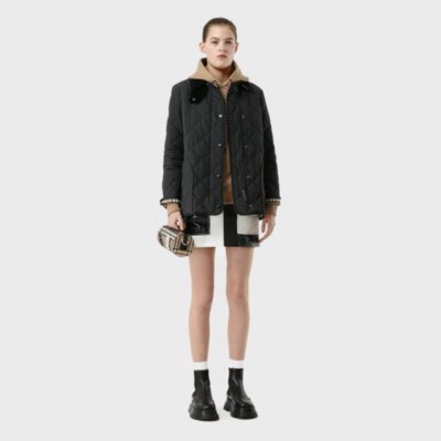 Diamond Quilted Thermoregulated Barn Jacket In Black Women