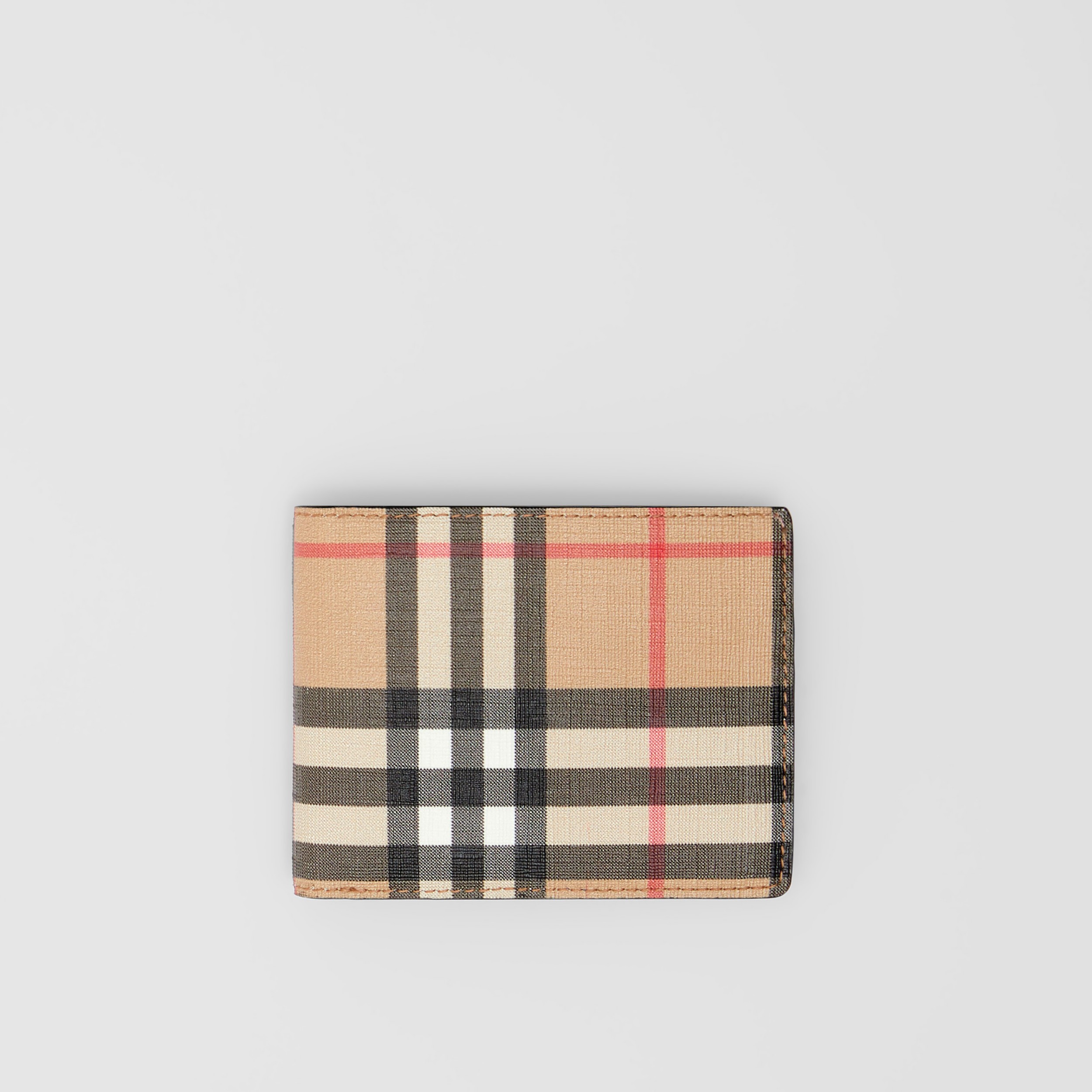 Vintage Check E-canvas and Leather Bifold Wallet in Archive Beige - Men ...