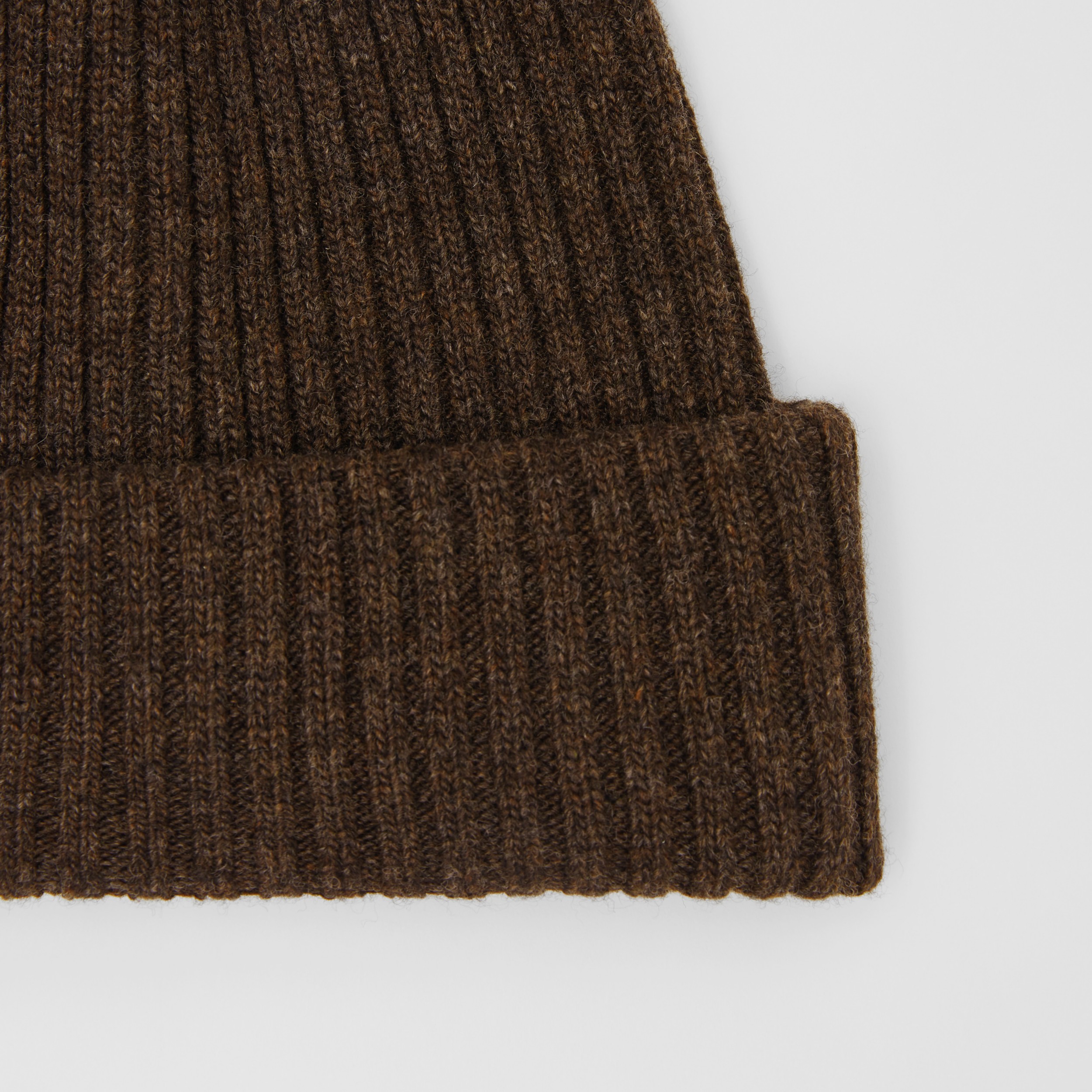 Rib Knit Wool Beanie In Deep Brown Burberry