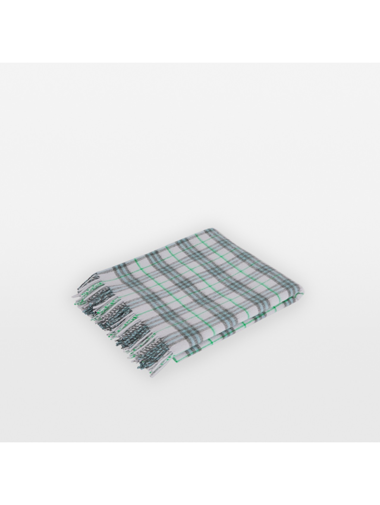 Couverture pour bébé en cachemire à motif check in Indigo Clair