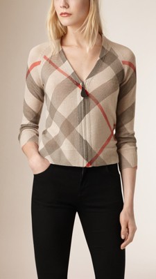 Check Wool Cashmere Cardigan in New Classic - Women | Burberry United ...