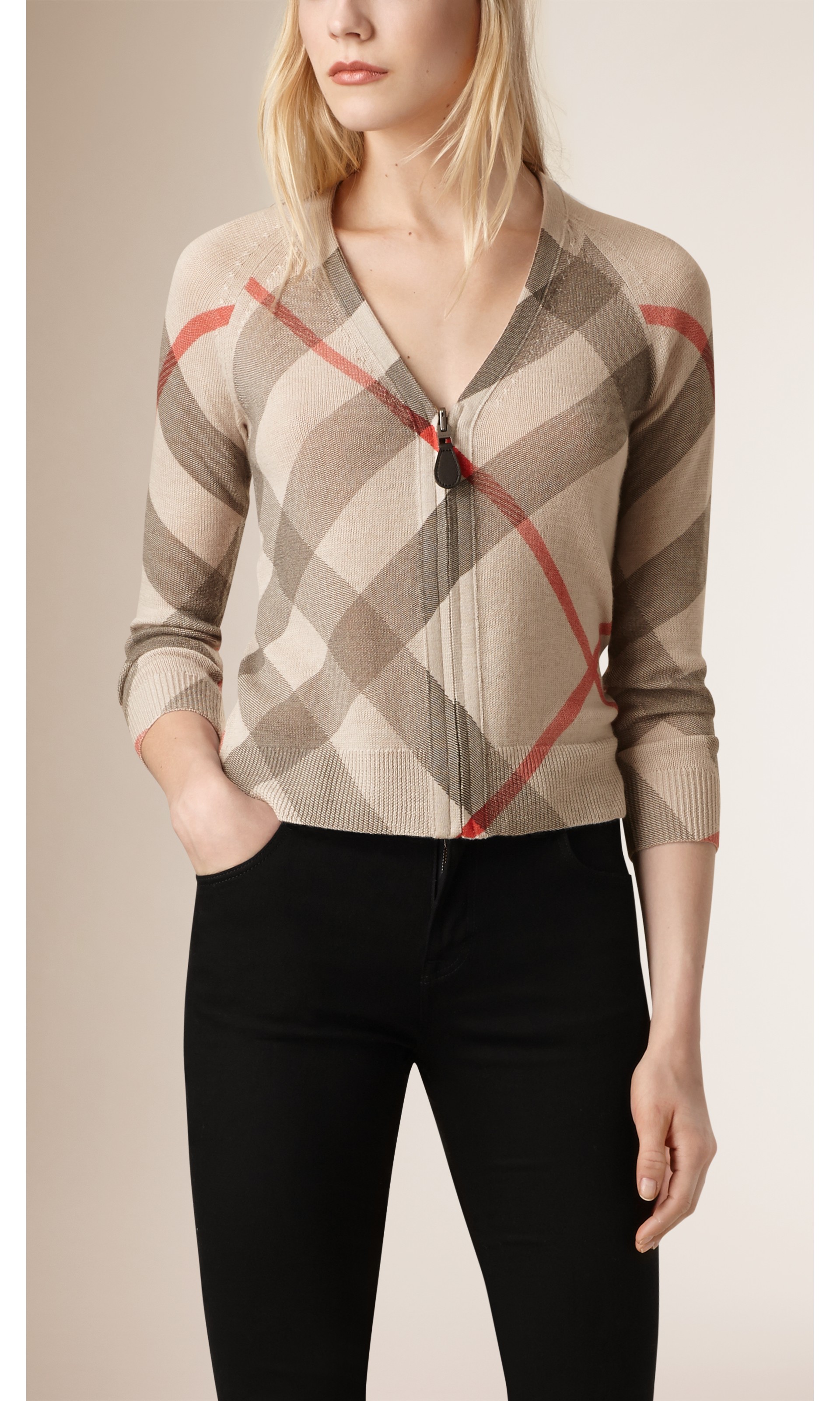 Check Wool Cashmere Cardigan in New Classic Women Burberry United States