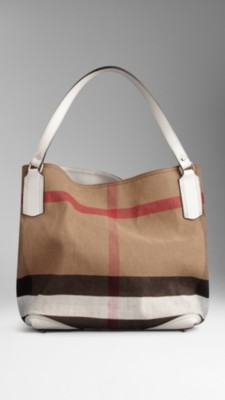 medium canvas check tote bag