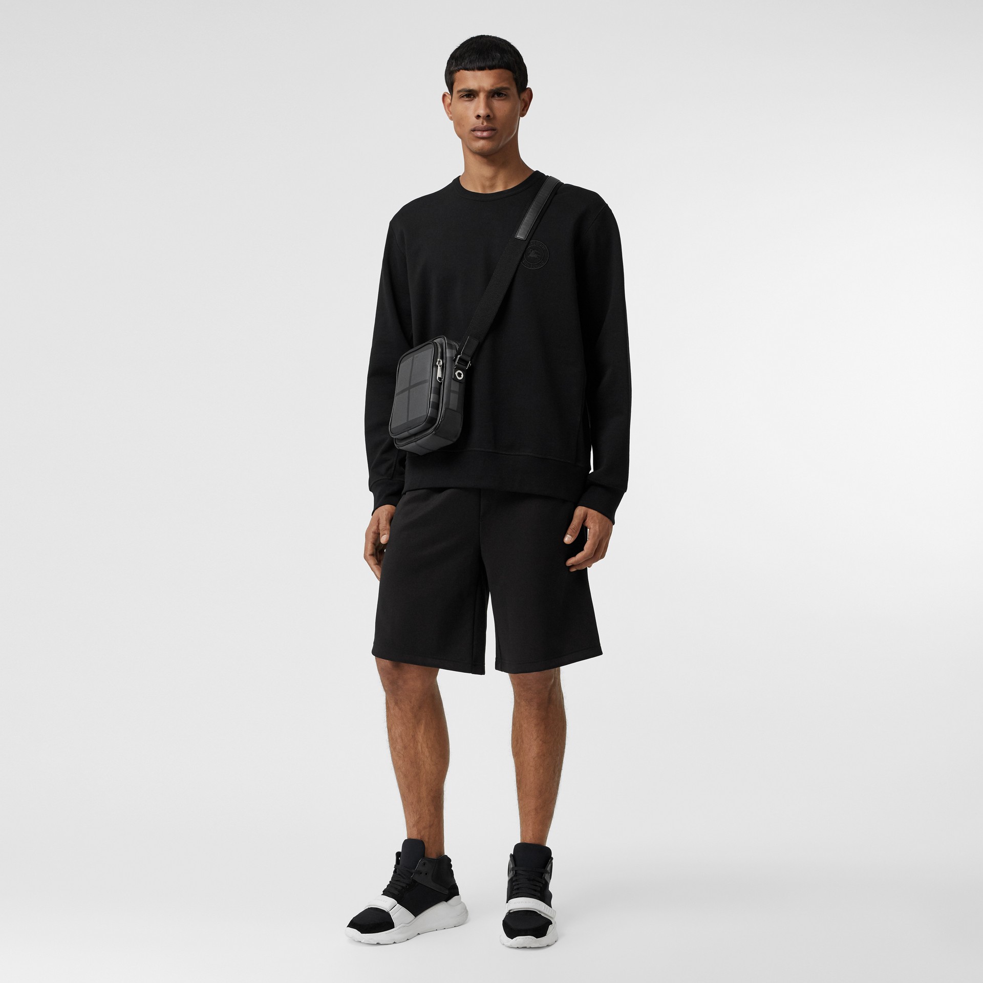 Cotton Blend Drawcord Shorts in Black - Men | Burberry United States