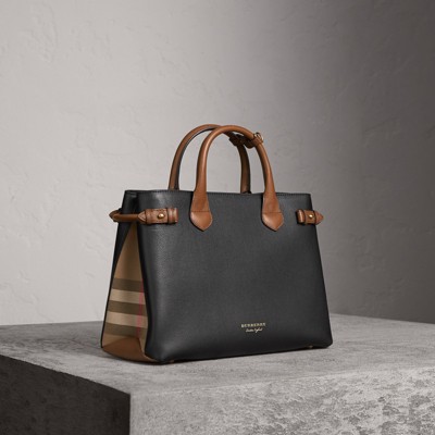 The Medium Banner in Two Tone Leather in Black/tan - Women | Burberry ...