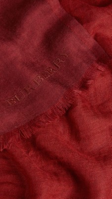 赤褐红色 喀什米尔亚麻混纺围巾 - 图像 4