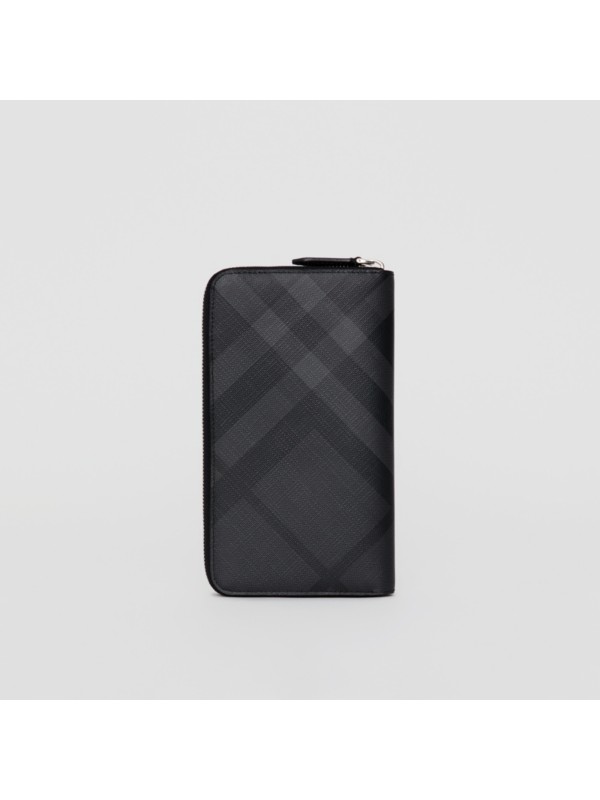 London Check Ziparound Wallet in Charcoal/black - Men | Burberry United ...