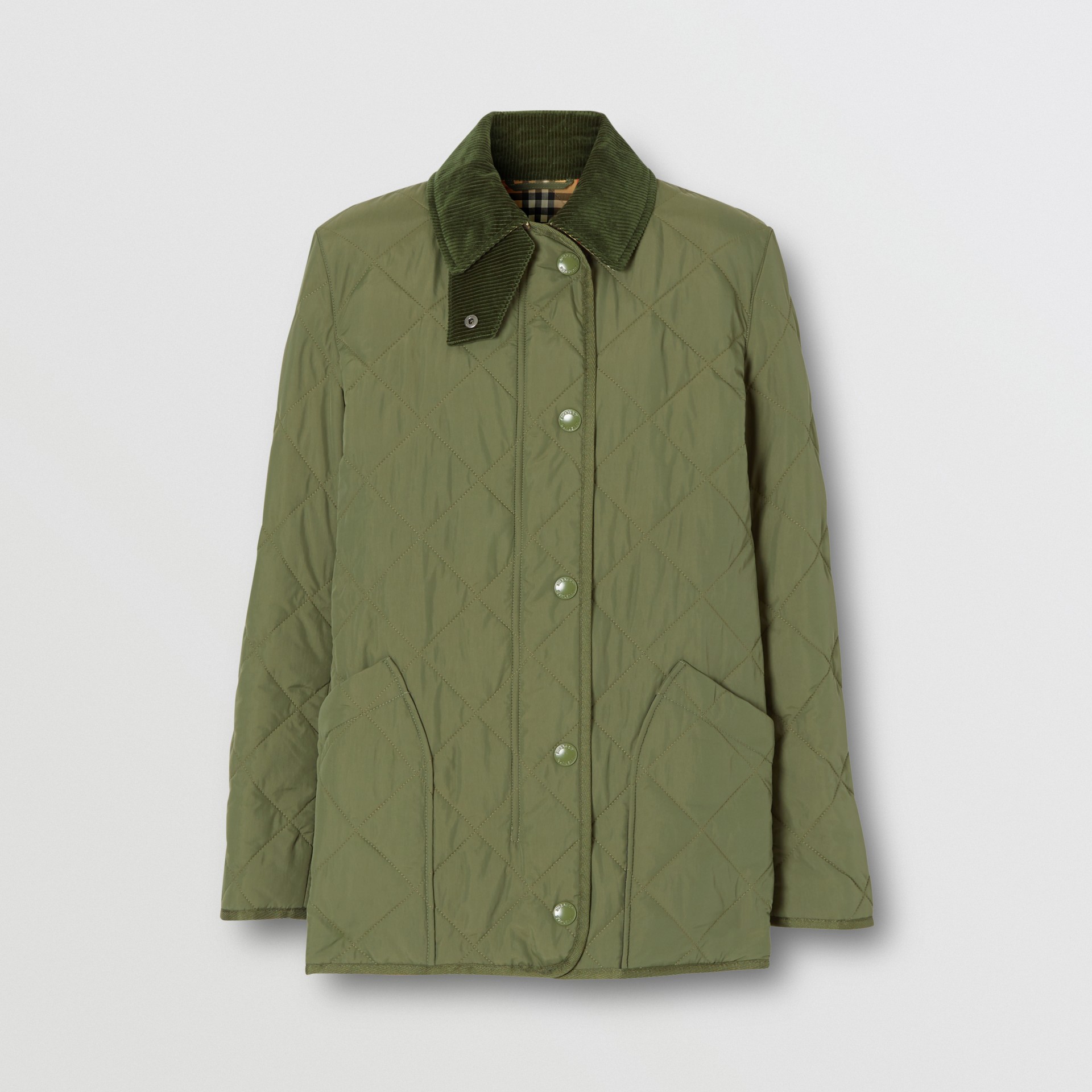 Diamond Quilted Thermoregulated Barn Jacket In Poplar Green