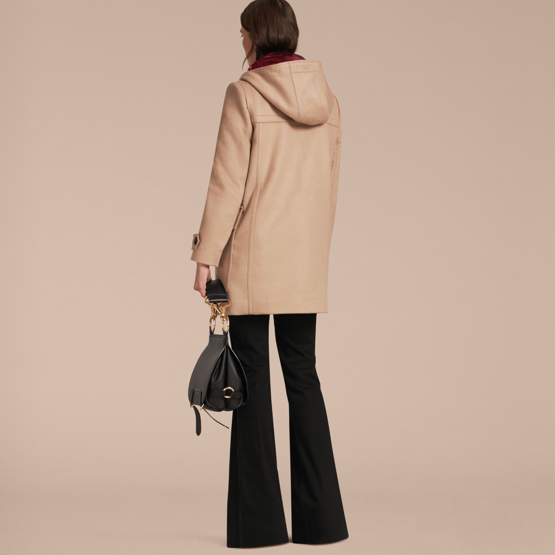Wool Duffle Coat with Detachable Hooded Downfilled Warmer Camel Burberry