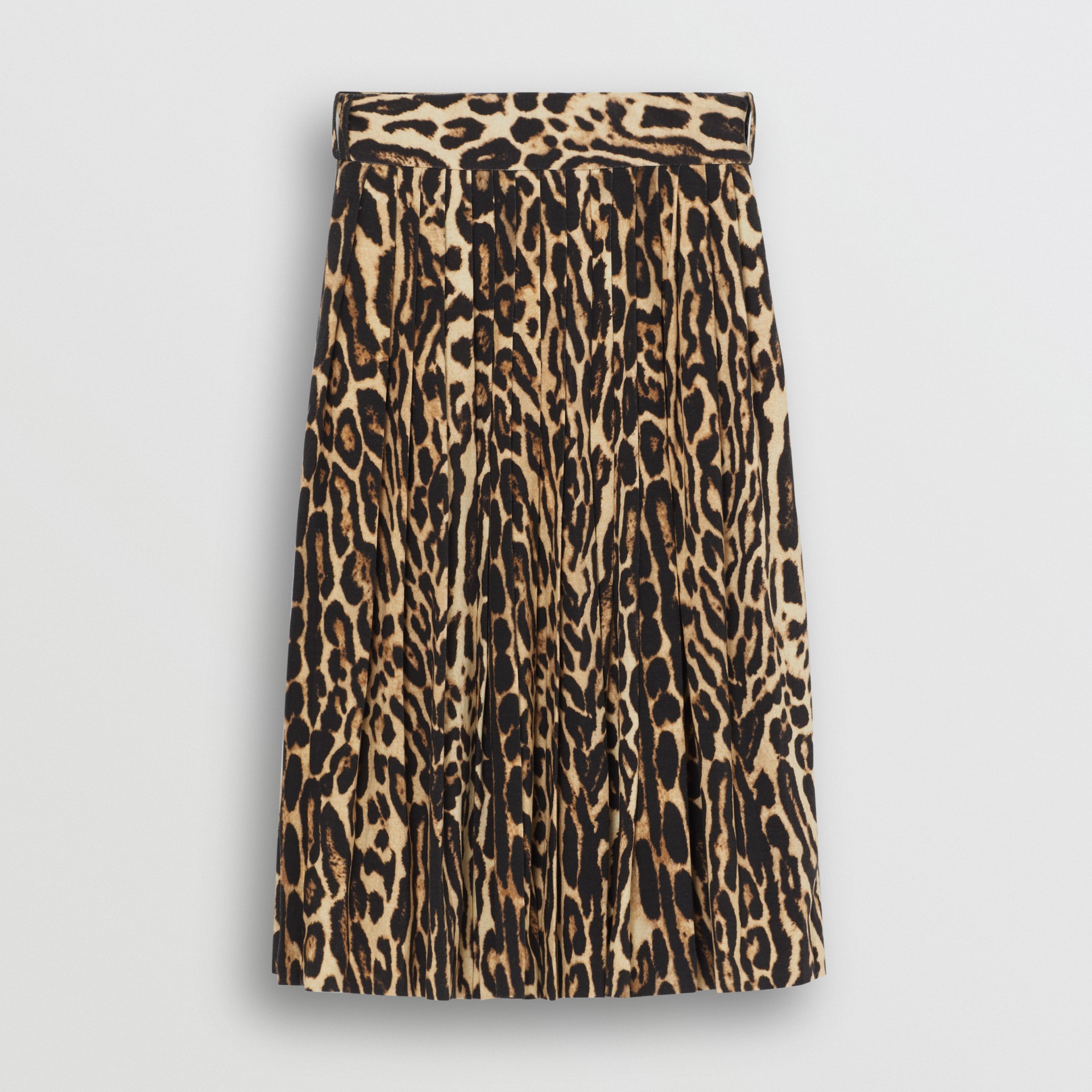 Leopard Print Stretch Silk Pleated Skirt in Camel - Women | Burberry ...