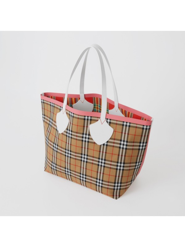 the giant reversible tote in vintage check