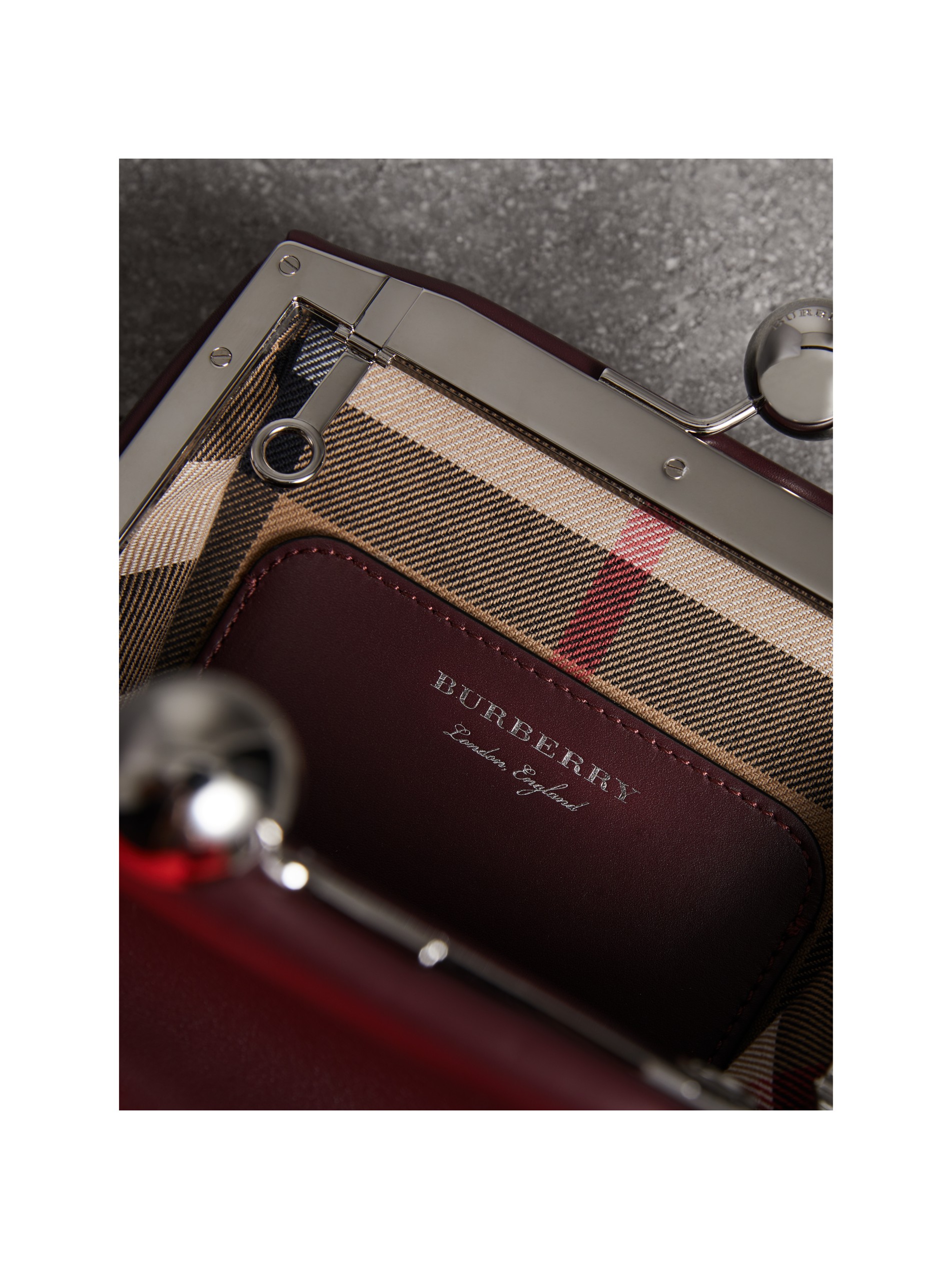小号皮革口金包 (勃艮第酒红色) - 女士 | burberry 博柏利