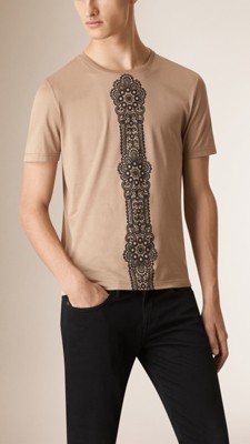 Lace Print Cotton T-shirt