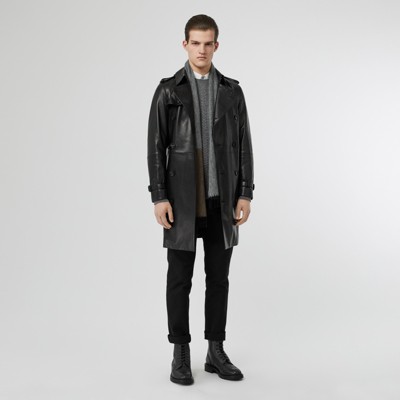 burberry leather trench coat mens