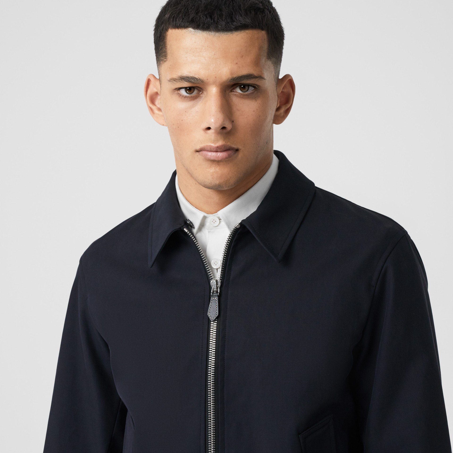 Detachable Knit Collar Cotton Bomber Jacket in Navy - Men | Burberry ...