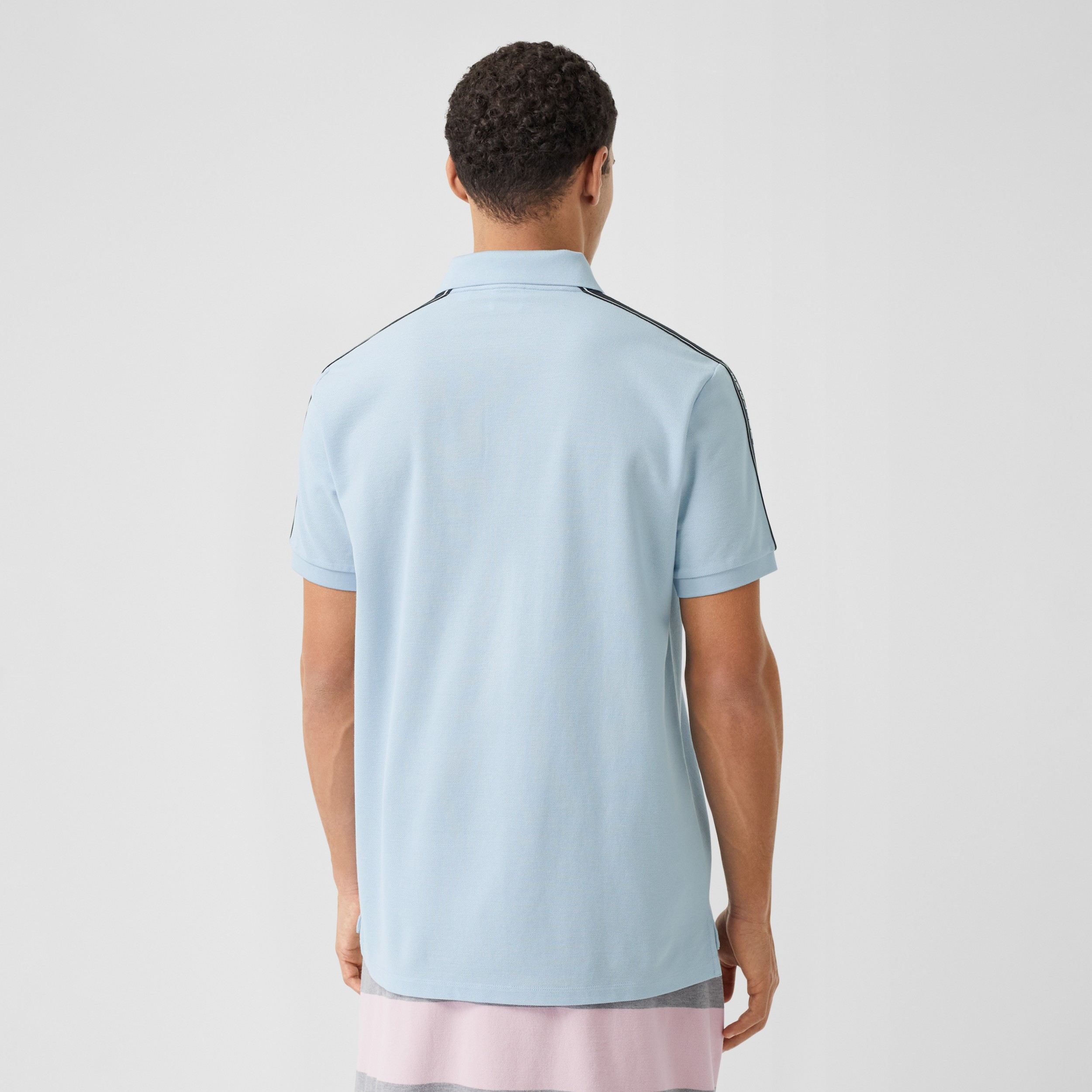 Logo Tape Cotton Piqué Polo Shirt in Pale Blue - Men | Burberry United ...