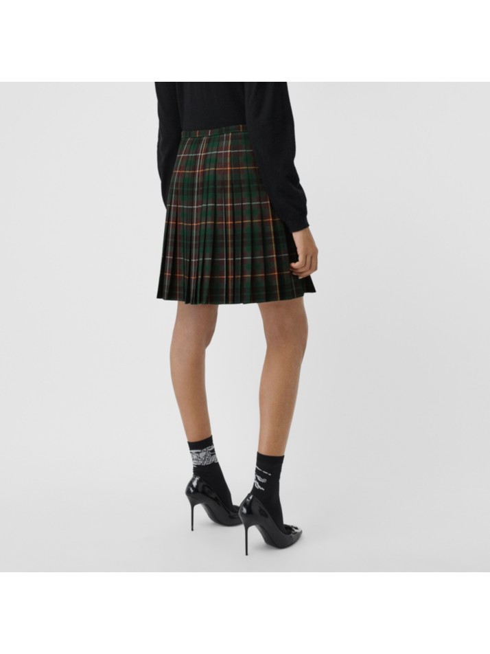 苏格兰格纹羊毛短裙 (粉绿色) - 女士 | burberry 博柏利