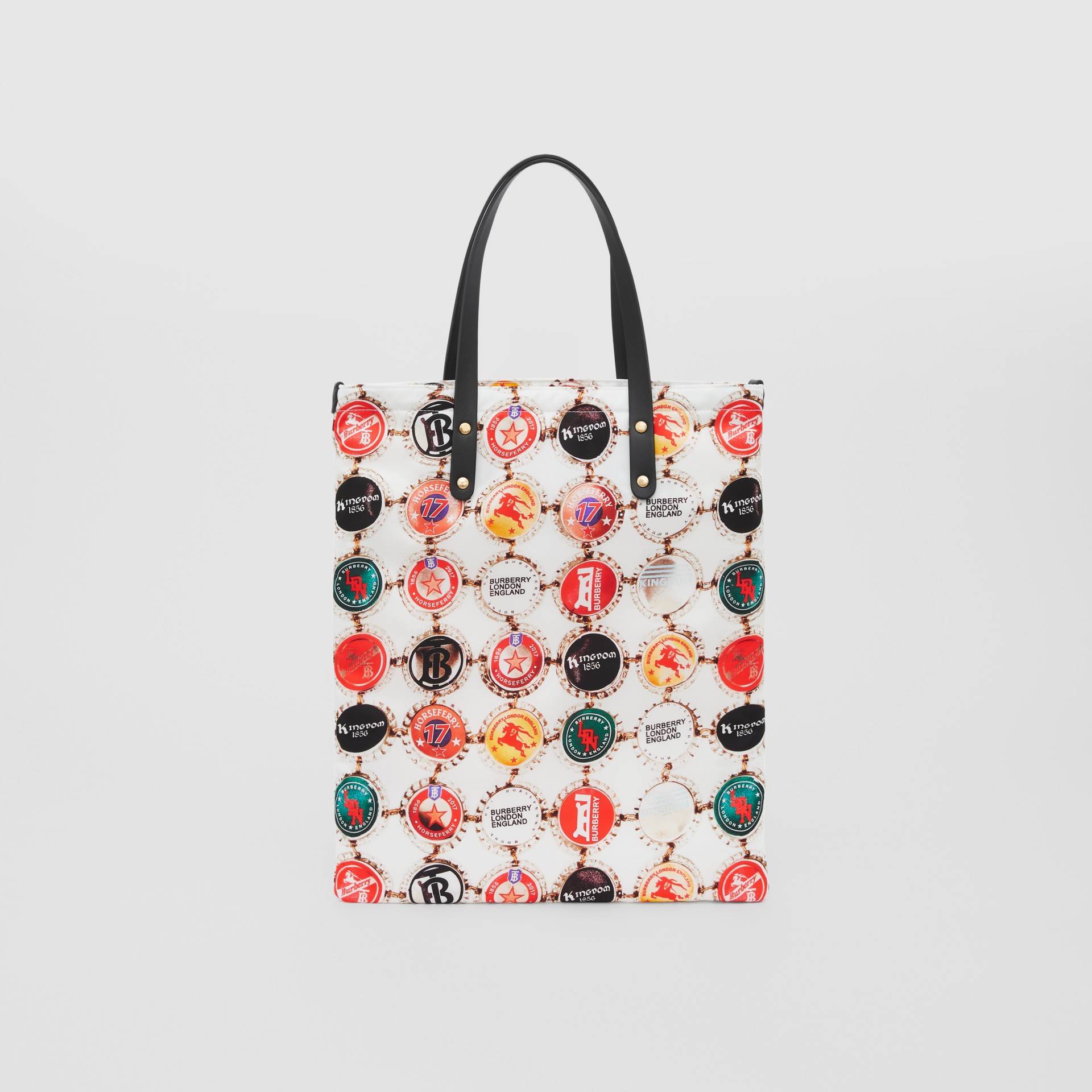 Bottle Cap Print Nylon Tote Bag in Black Women Burberry United States
