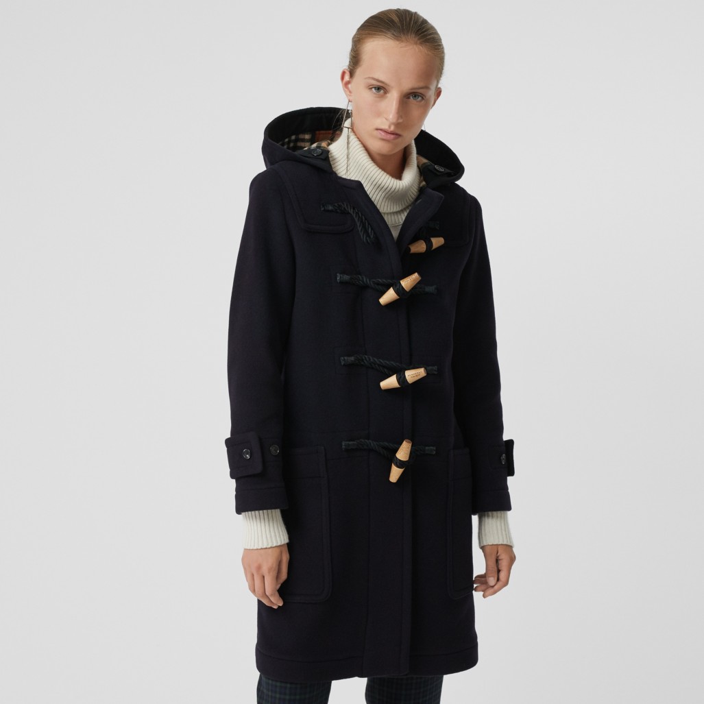 navy wool blend oversized duffle coat image51