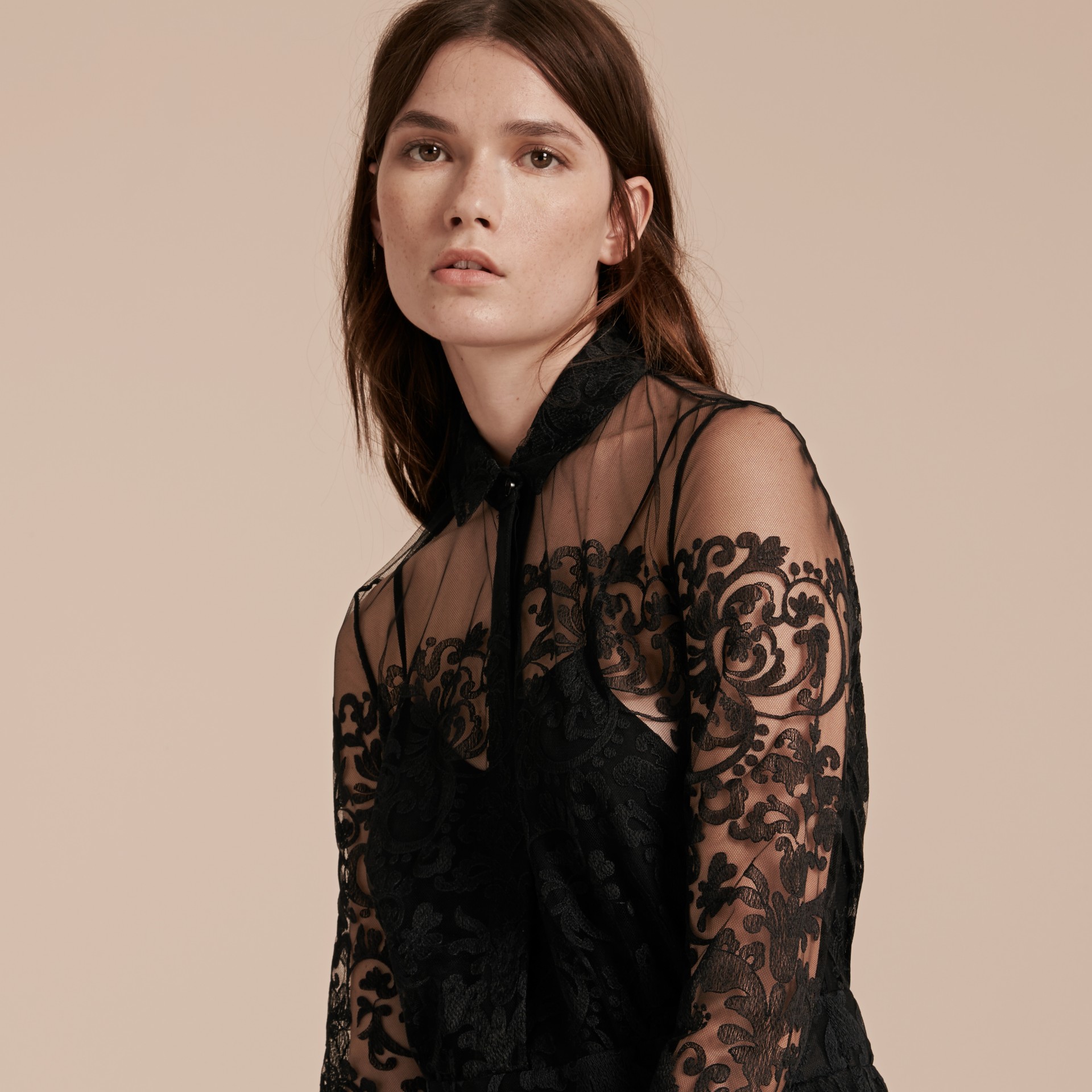 Lace Shirt Dress in Black | Burberry United States
