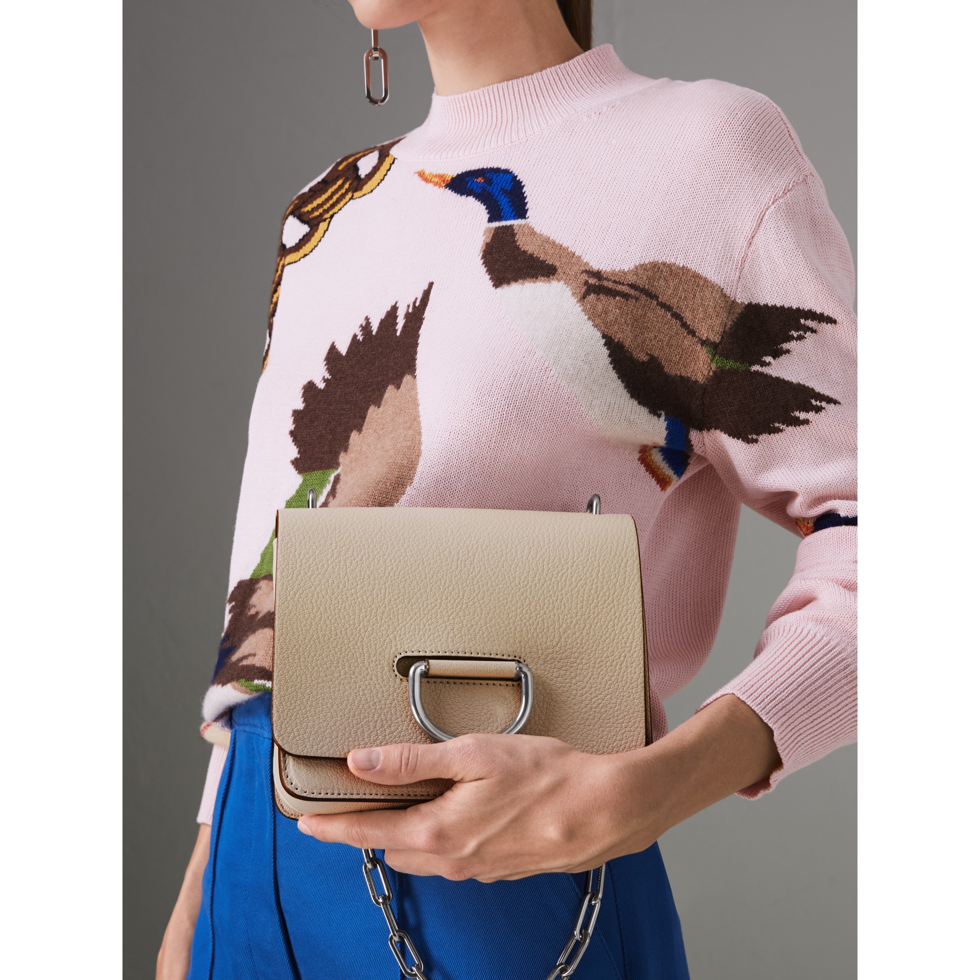 The Small Leather Dring Bag in Stone Women Burberry United States